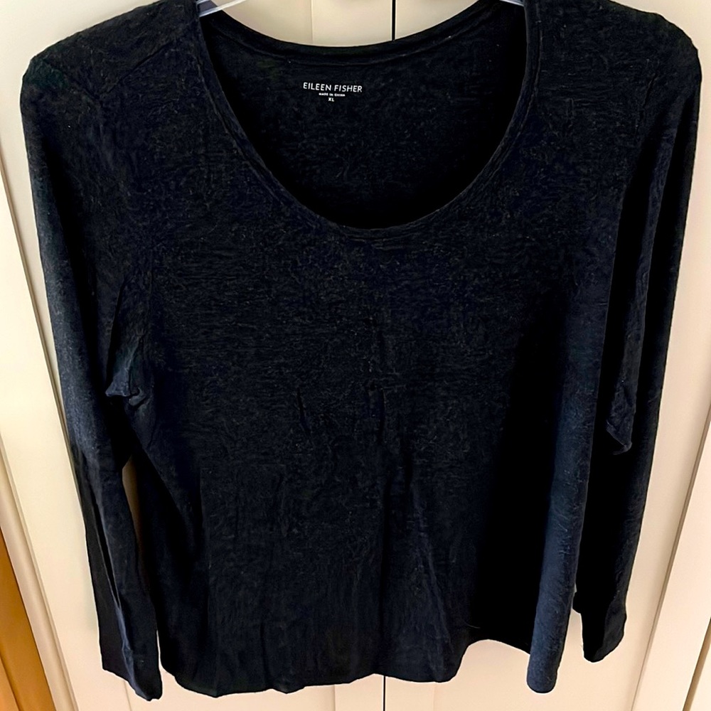 Eileen Fisher Long Sleeve Tee, XL Viscose Spandex, Charcoal